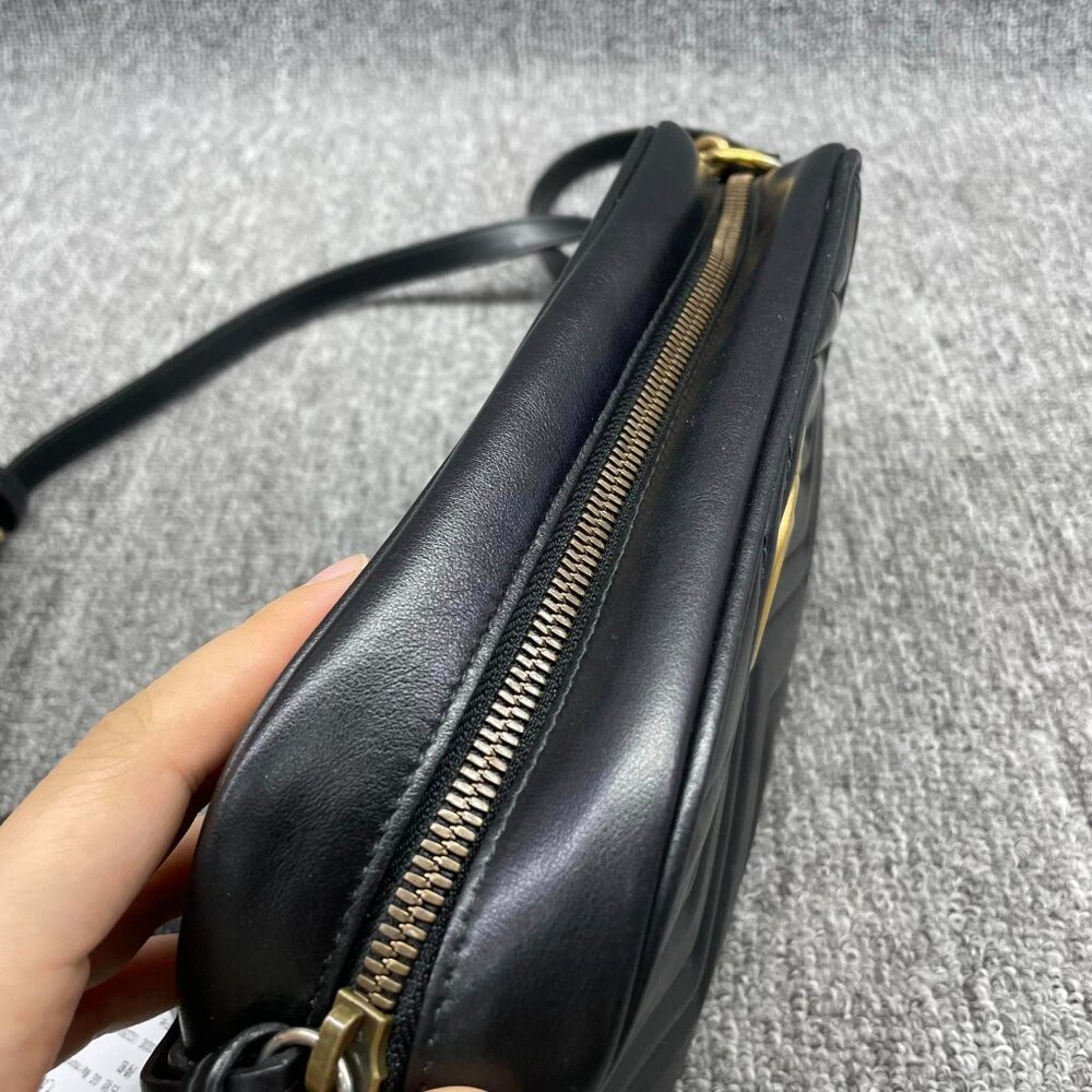 100% Authentic GUCCI Black Marmont Leather Shoulder Bag - Picture 4 of 14